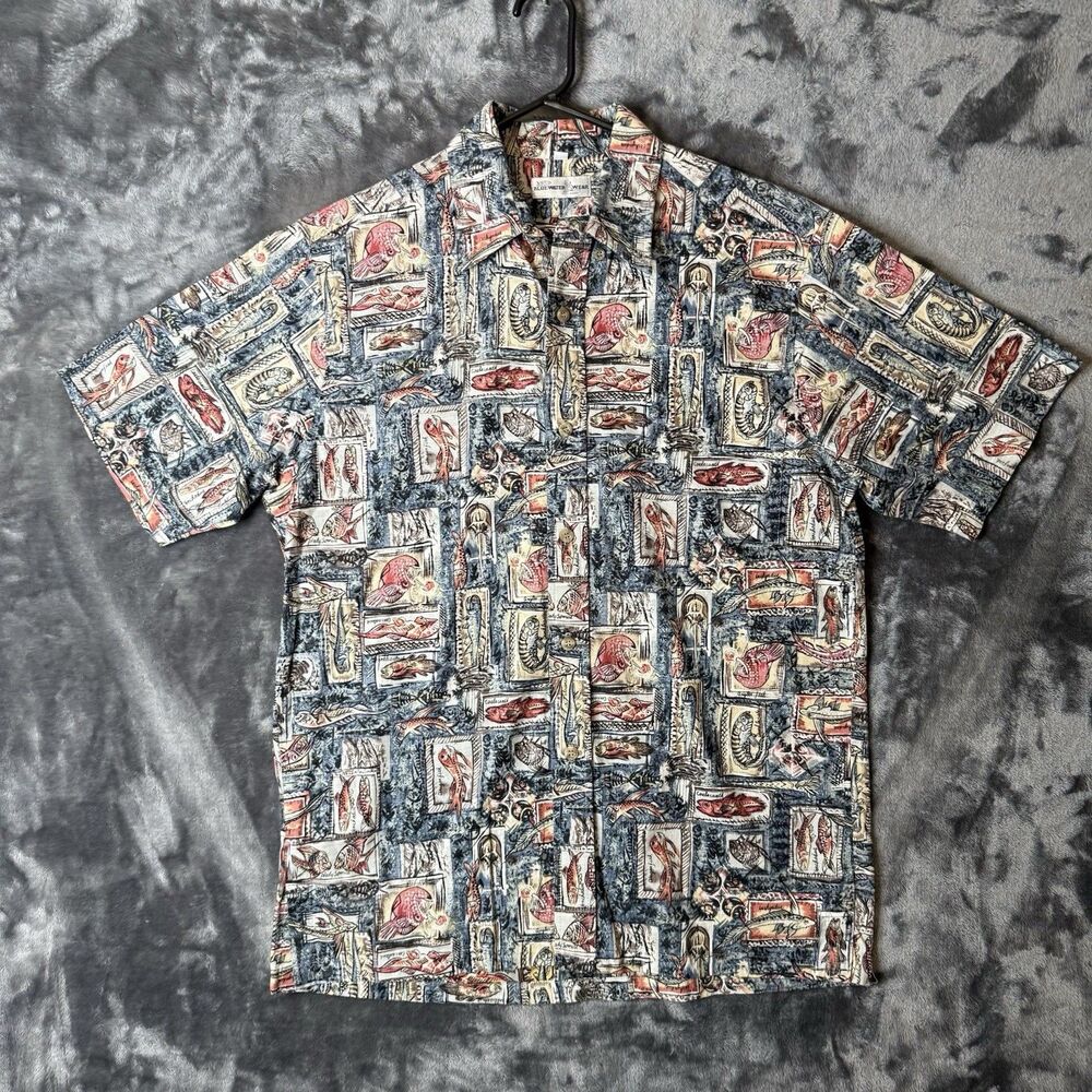 BlueWater Wear Shirt Adult Large Green Tropical Hawaiian Short Sleeve